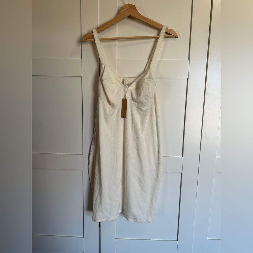 NWT Skims Cotton Rib Picot Cami Mini Dress - White - Size 3x